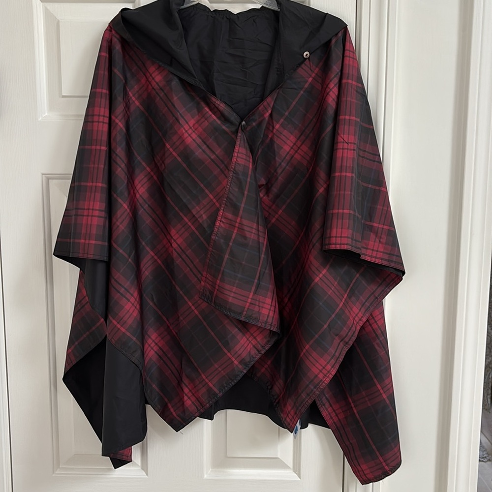 Black & Red Plaid RAINRAP Women's Rain Wrap Jacket ONE SIZE in CUTE TRAVEL BAG